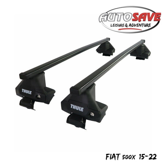 Thule Steel SquareBar Evo Roof Bars Set to fit Fiat 500X 15-22 Lockable Pair