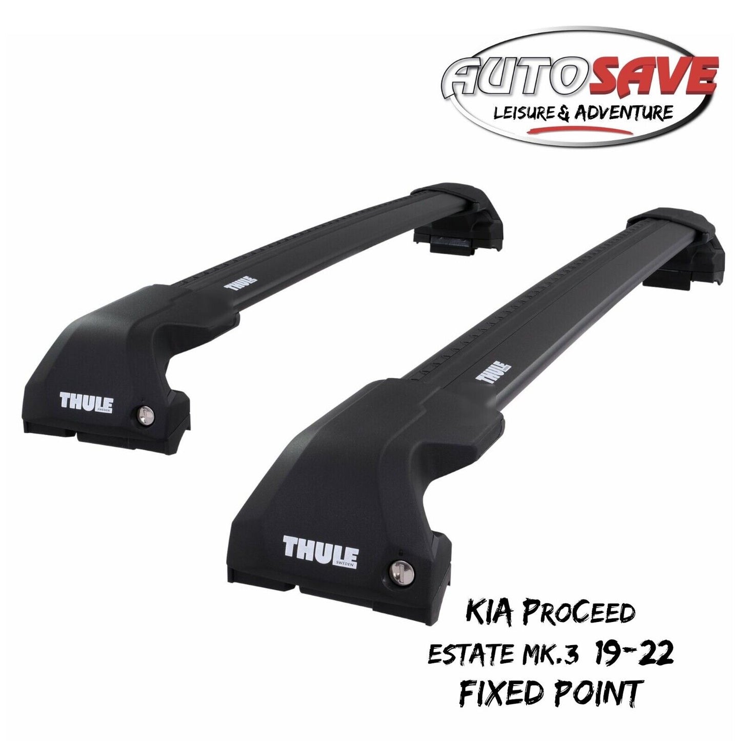 Thule WingBar Edge Black Roof Bars for Kia ProCeed Estate Mk.3 19-22 Fixpoints