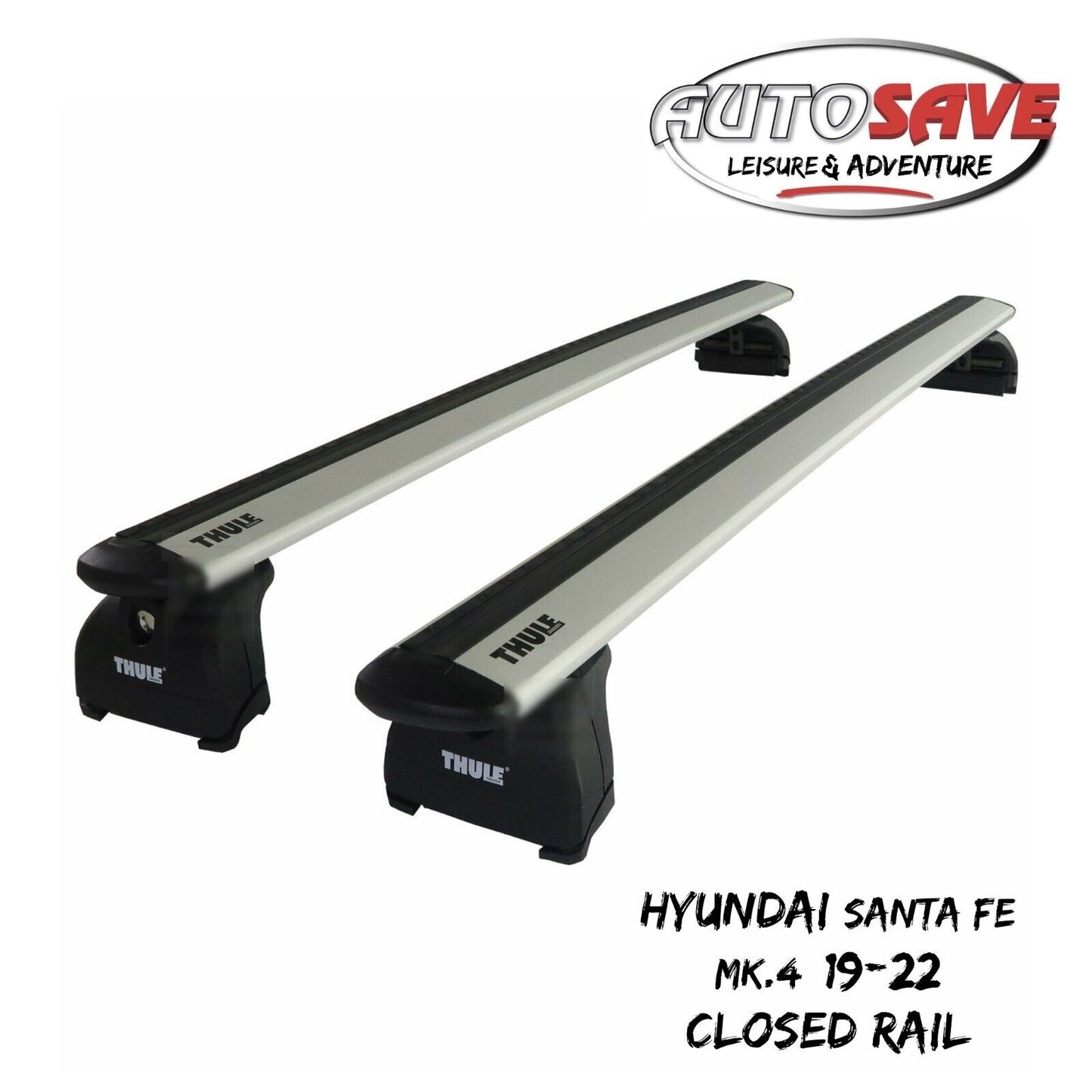 Thule WingBar Evo Silver Roof Bar Set fit Hyundai Santa Fe Mk4 19-22 Closed Rail