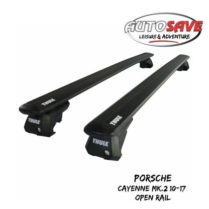 THULE - WingBar EVO Black Alu. Roof Bars to fit Porsche Cayenne Mk.2 (2010-17) Open Rail