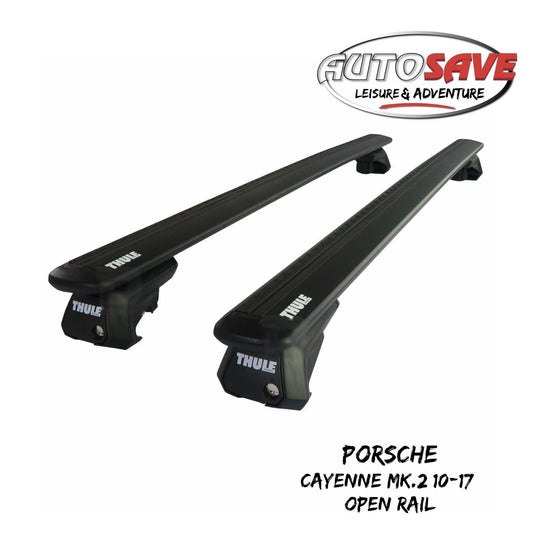 Thule Alu WingBar Evo Black Roof Bars fit Porsche Cayenne Mk.2 10-17 Open Rail