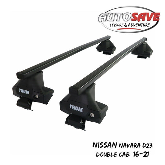 Thule Steel SquareBar Evo Roof Bar Set to fit Nissan Navara Double Cab D23 16-21