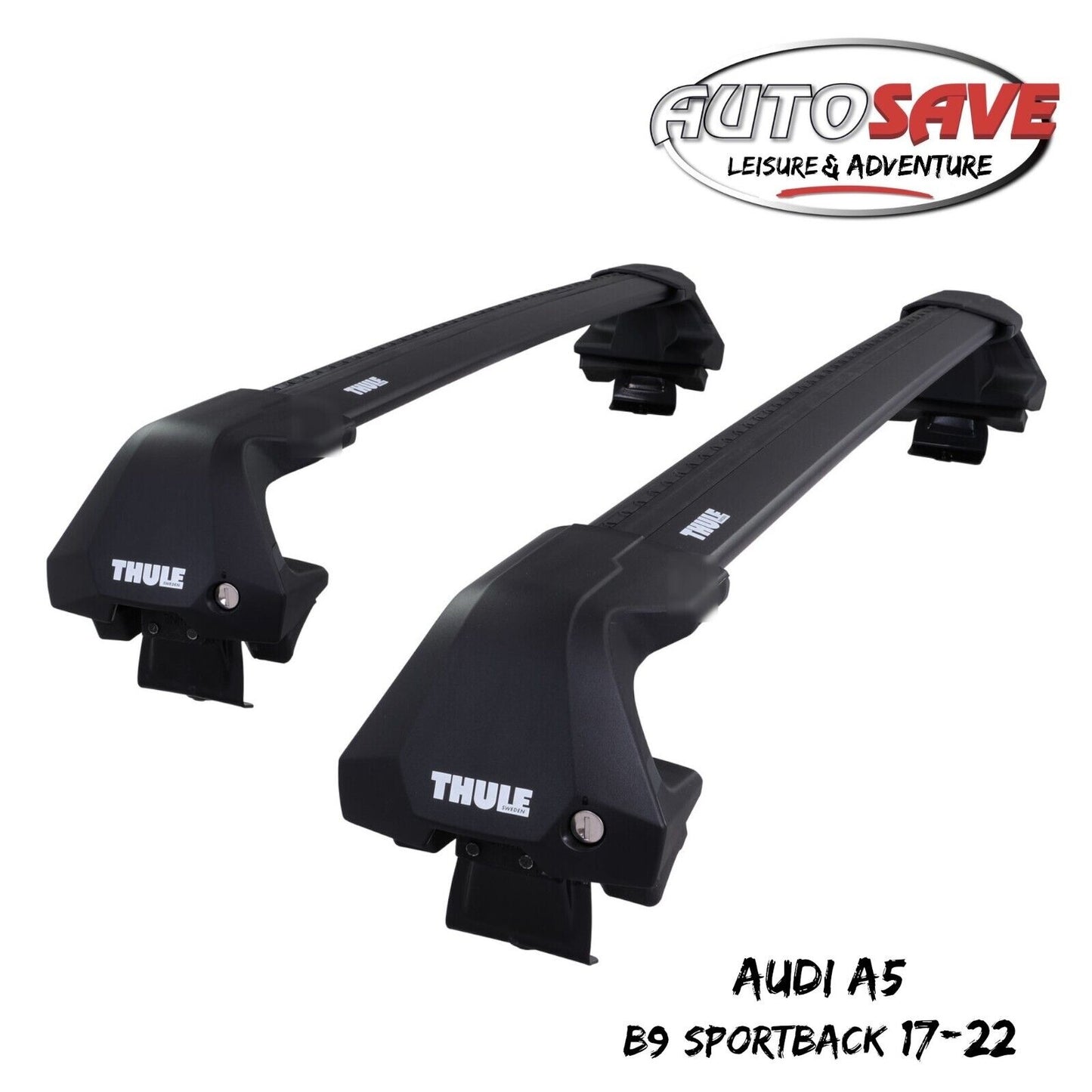 Thule WingBar Edge Black Aluminium Roof Bars Set for Audi A5 Sportback B9 17-22