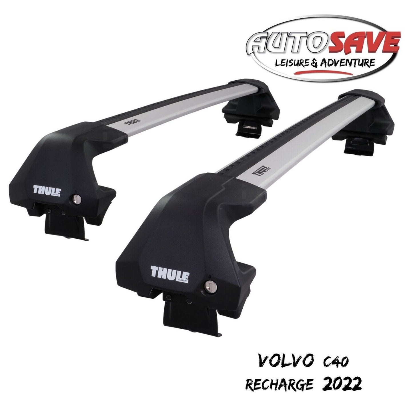 Thule WingBar Edge Silver Aluminium Roof Bars Set to fit Volvo C40 Recharge 2022