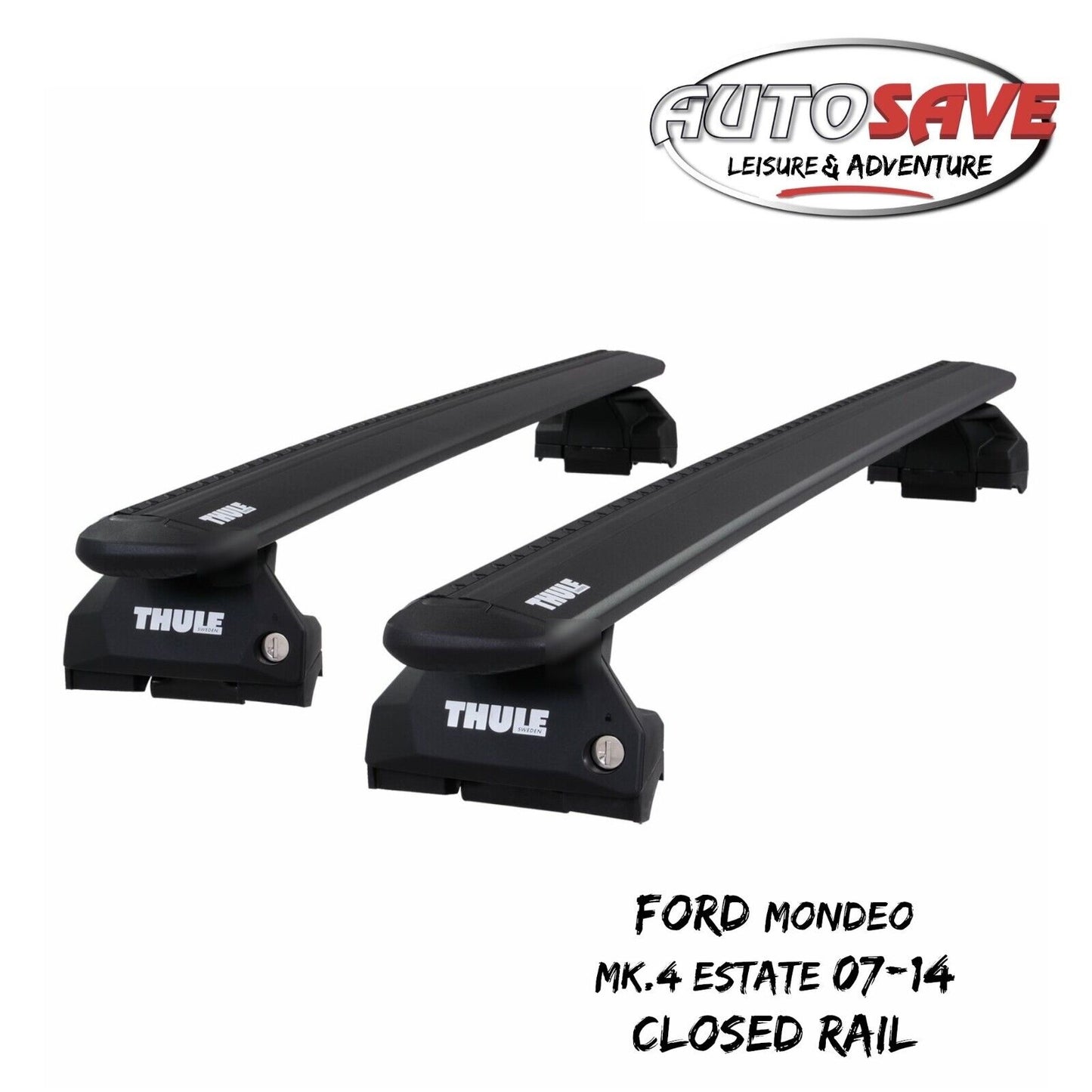 Thule WingBar Evo Black Roof Bars fit Ford Mondeo Mk.4 Estate 07-14 Closed Rail
