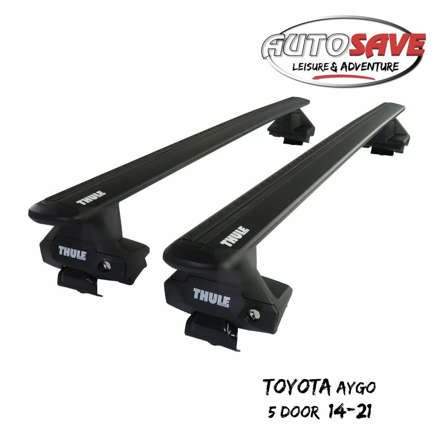 Thule Aluminium WingBar Evo Black Roof Bars Set to fit Toyota Aygo 5 Door 14-21