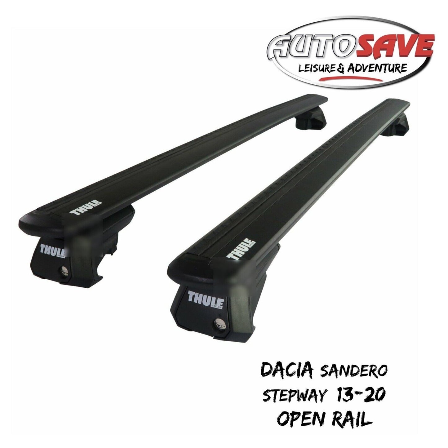 THULE - WingBar EVO Black Alu. Roof Bars to fit DACIA SANDERO STEPWAY (2013-20) w/ Open Rails