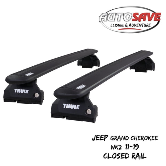 Thule WingBar Evo Black Roof Bars fit Jeep Grand Cherokee WK2 11-19 Closed Rail