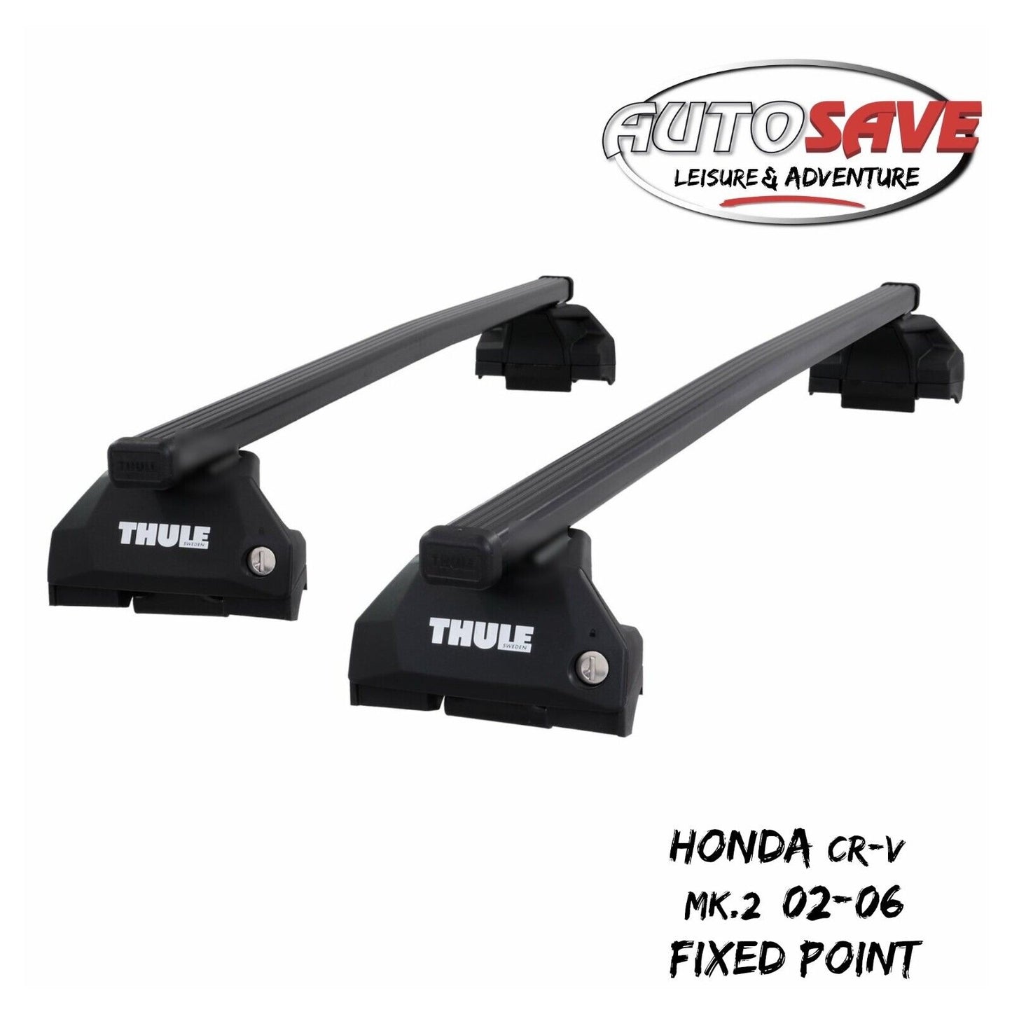 Thule Steel SquareBar Evo Roof Bars Set to fit Honda CR-V Mk.2 02-06 Fixed Point