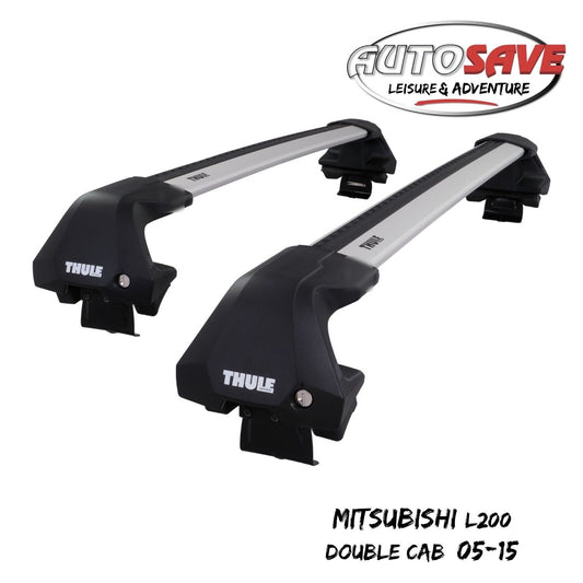 Thule WingBar Edge Silver Roof Bars Set to fit Mitsubishi L200 Double Cab 05-15