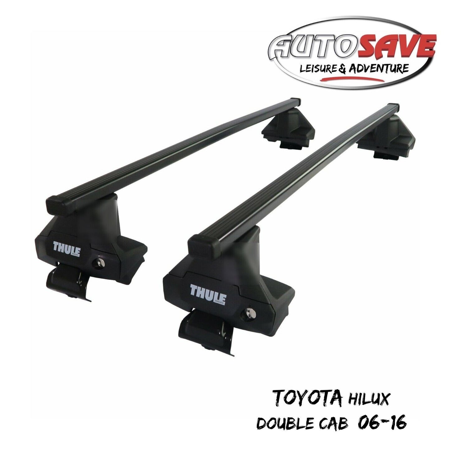 Thule Steel SquareBar Evo Roof Bars Set to fit Toyota Hilux Double Cab 06-16
