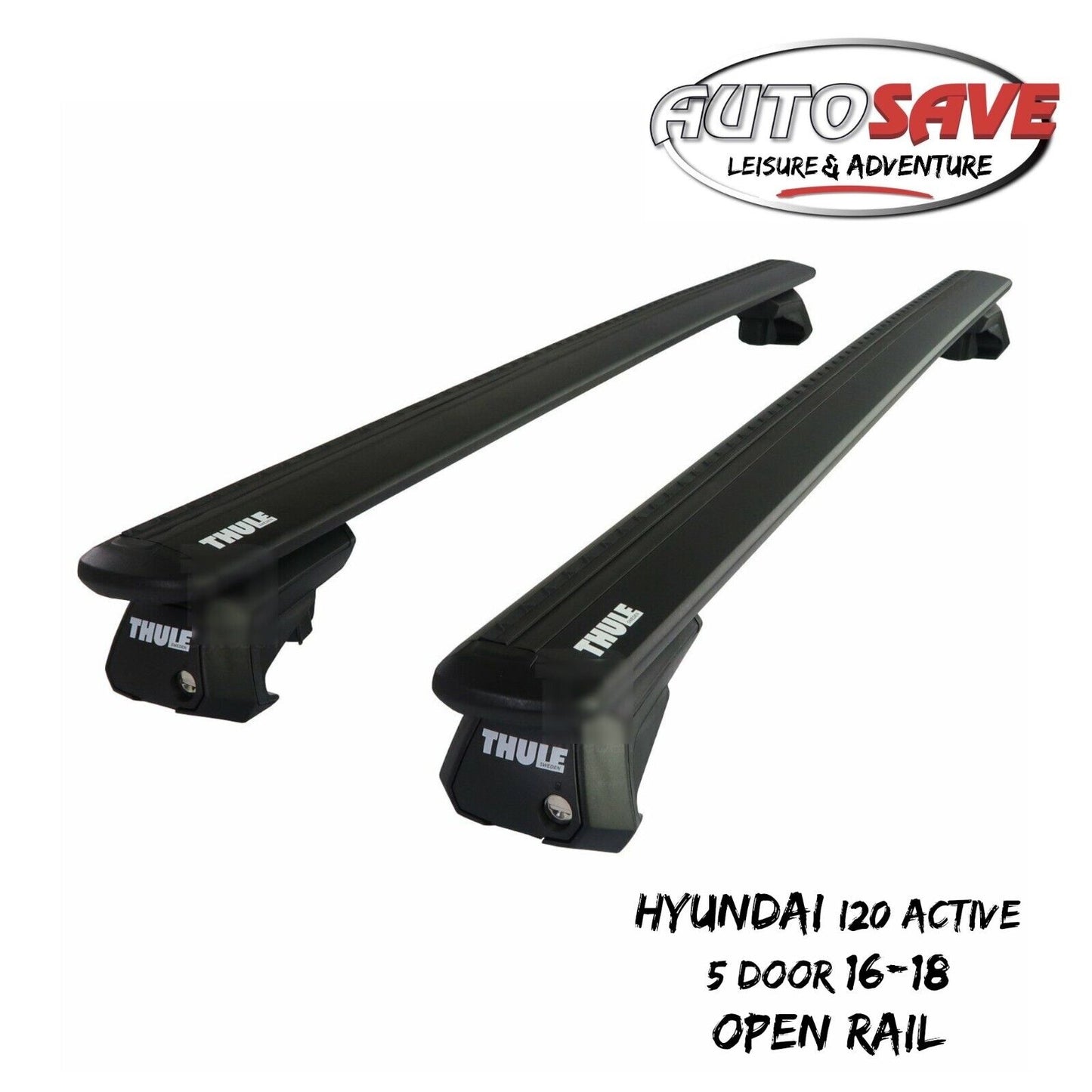 Thule WingBar Evo Black Roof Bars fit Hyundai i20 Active 5 Door 16-18 Open Rail