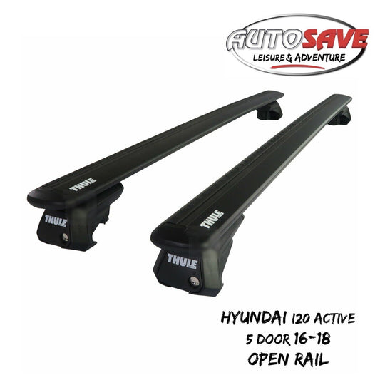Thule WingBar Evo Black Roof Bars fit Hyundai i20 Active 5 Door 16-18 Open Rail