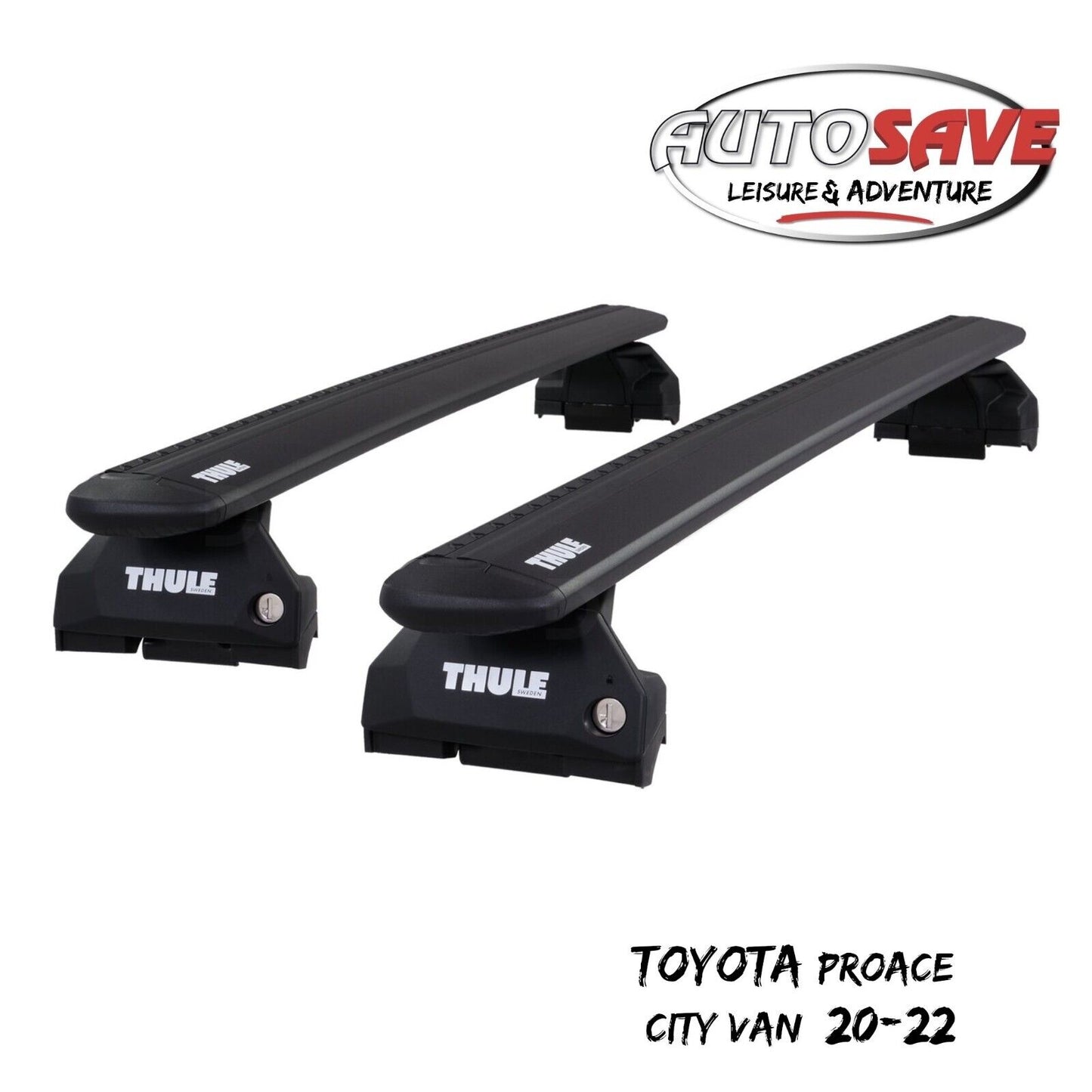 Thule Alu WingBar Evo Black Roof Bars Set Toyota Proace City Van 20-22 Fixed