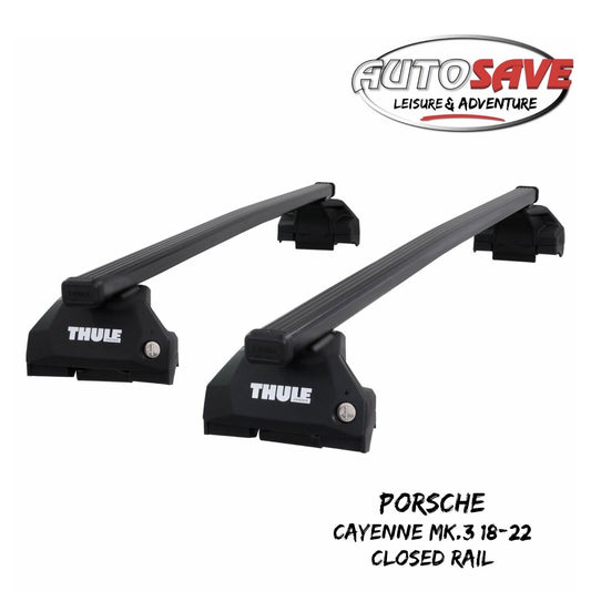 Thule Steel SquareBar Evo Roof Bars fit Porsche Cayenne Mk.3 18-22 Closed Rail