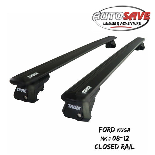 Thule Alu WingBar Evo Black Roof Bars Set to fit Ford Kuga Mk.1 08-12 Open Rail