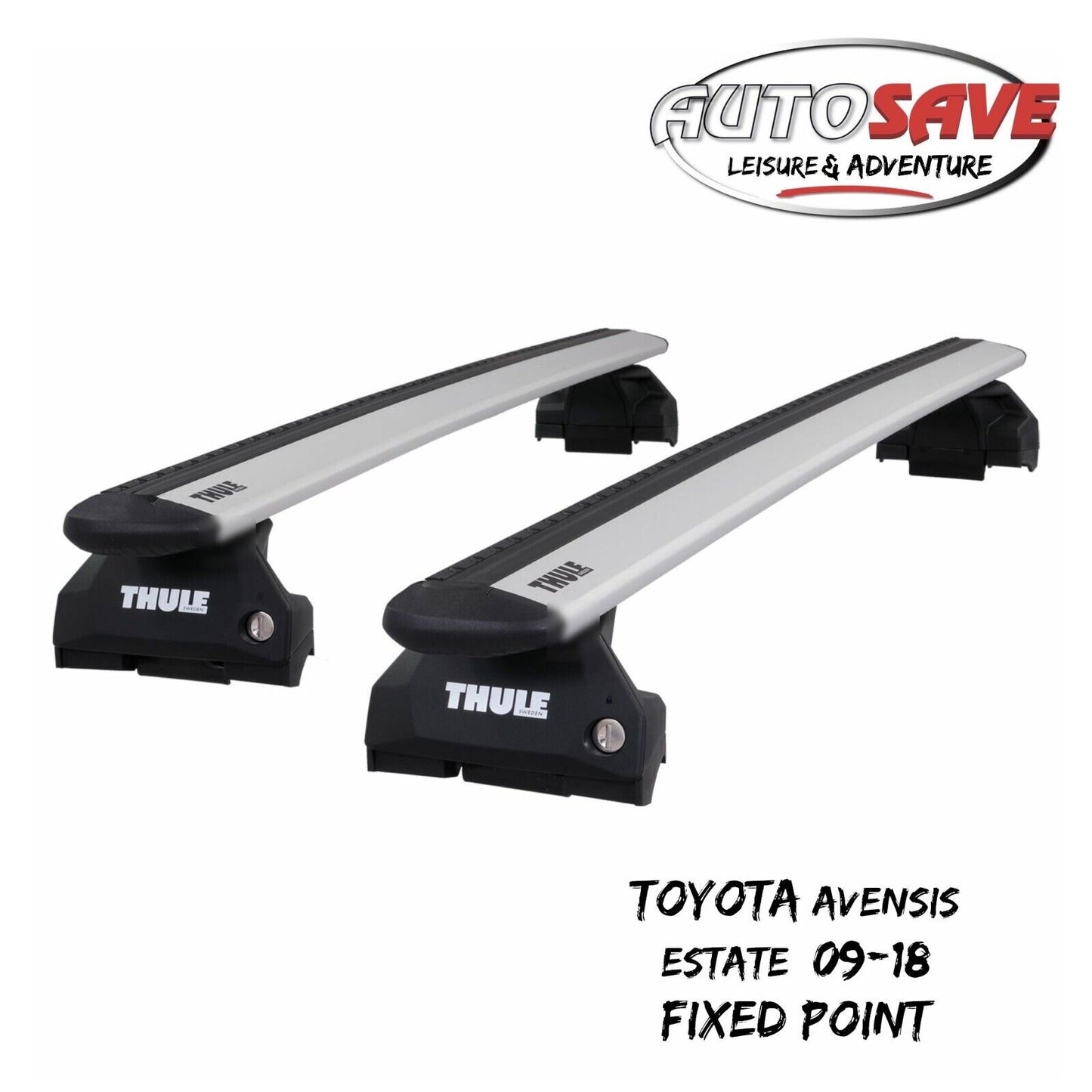 Thule WingBar Evo Silver Roof Bars Set for Toyota Avensis Estate 09-18 Fixpoints