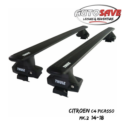 Thule Alu WingBar Evo Black Roof Bars Set to fit Citroen C4 Picasso Mk.2 14-18