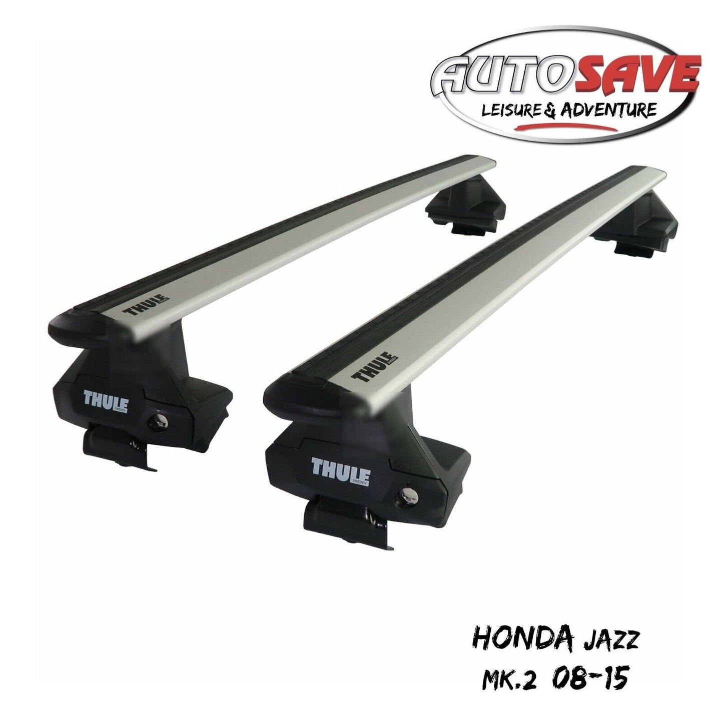 Thule Aluminium WingBar Evo Silver Roof Bars Set to fit Honda Jazz Mk.2 08-15