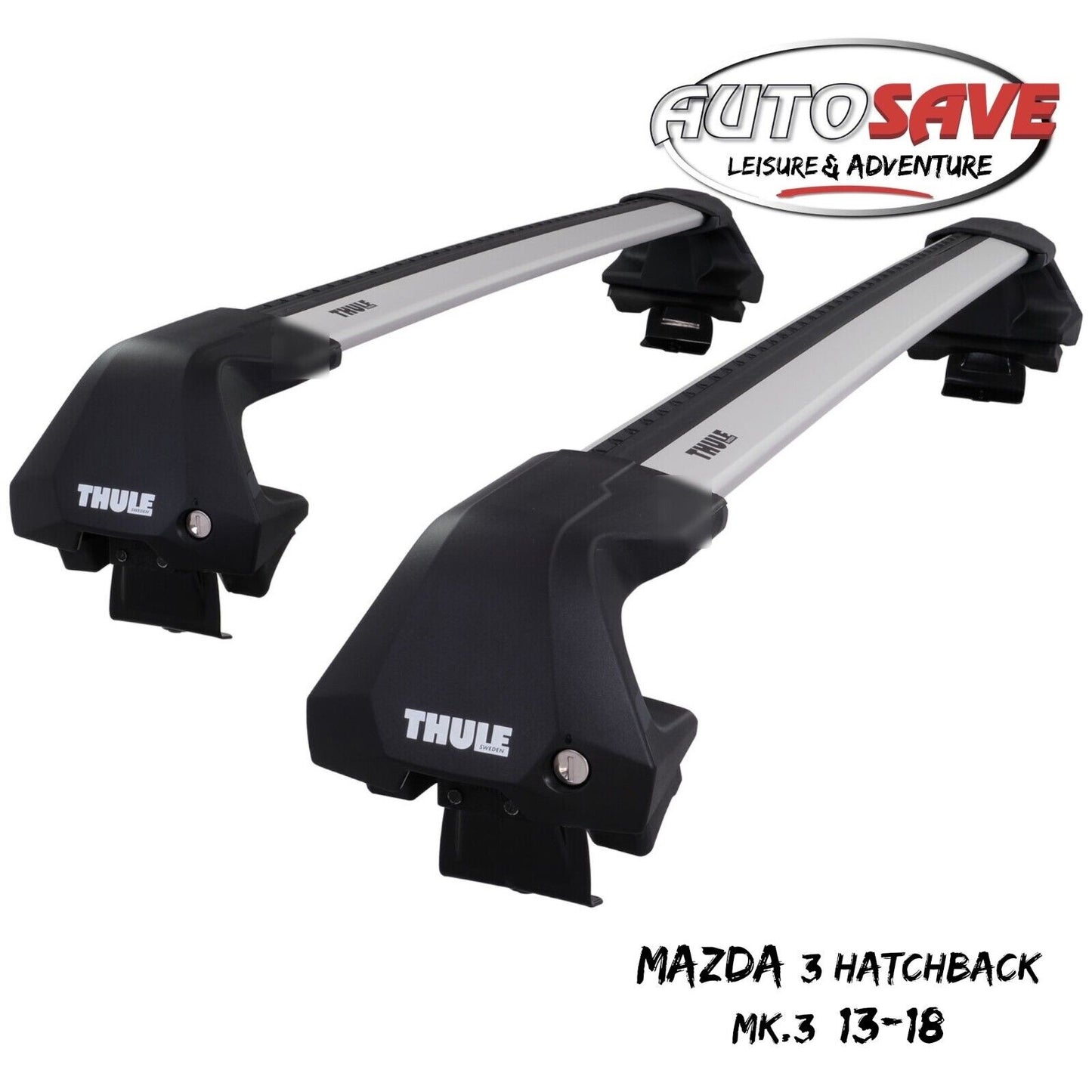 Thule WingBar Edge Silver Aluminium Roof Bars for Mazda 3 Hatchback Mk.3 13-18
