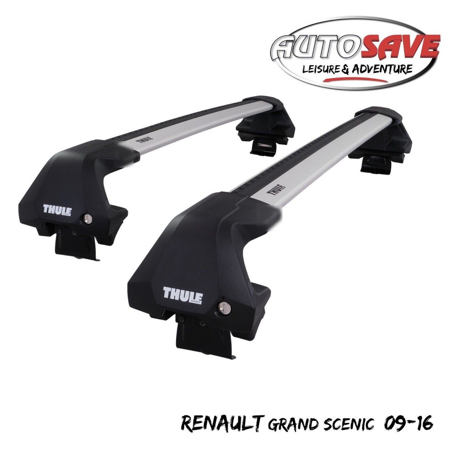 Thule WingBar Edge Silver Aluminium Roof Bars Set for Renault Grand Scenic 09-16