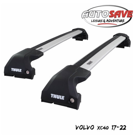 Thule WingBar Edge Silver Aluminium Roof Bars Set to fit Volvo XC40 17-22 Rails