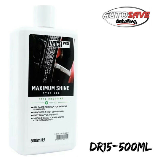 ValetPRO Maximum Shine Tyre Dressing 500ml - Durable, Glossy, Fast Drying, Easy