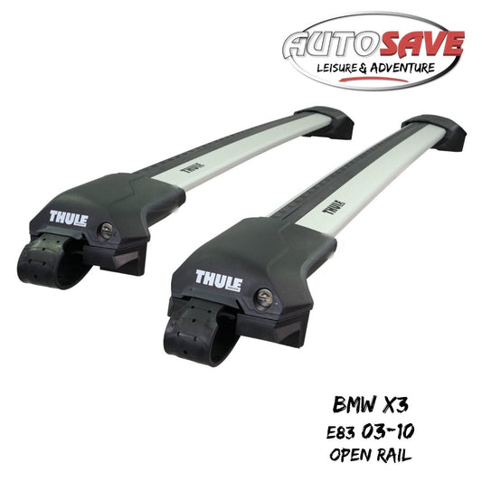Thule WingBar Edge Silver Roof Bars BMW X3 E83 03-10 Open Rails Aluminium Aero