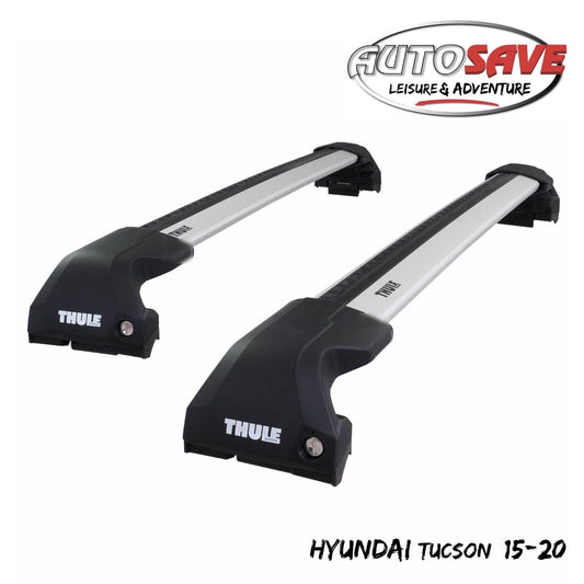 Thule WingBar Edge Silver Aluminium Roof Bars Set for Hyundai Tucson 15-20 Rails