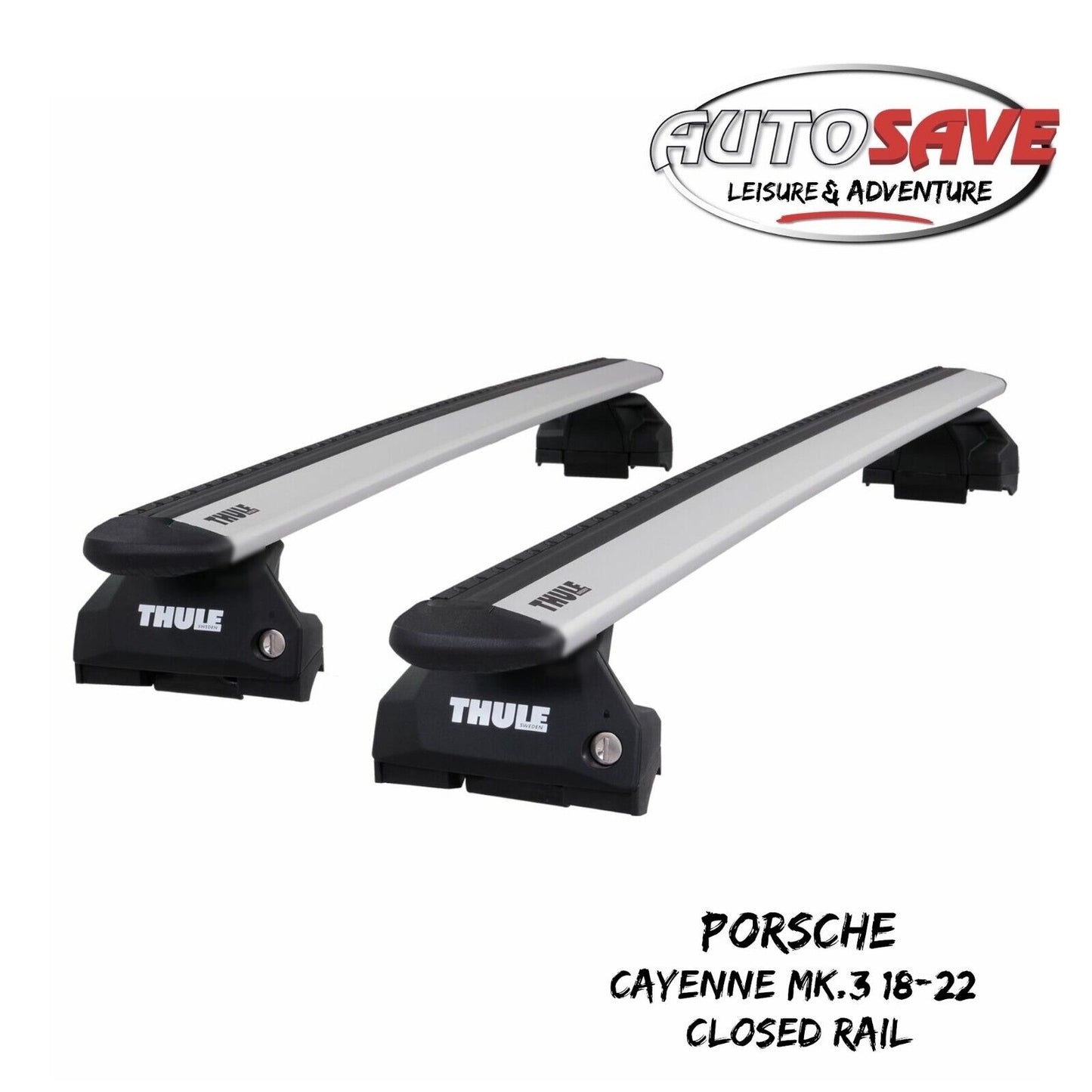 Thule Alu WingBar Evo Silver Roof Bar fit Porsche Cayenne Mk.3 18-22 Closed Rail