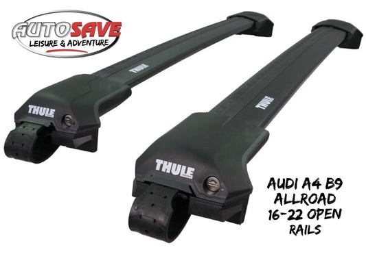 Thule WingBar Edge Black Roof Bars Audi A4 B9 Allroad 16-22 Open Rails Alu Aero