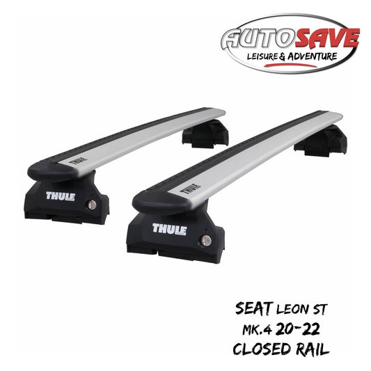Thule WingBar Evo Silver Roof Bars Set to fit Seat Leon ST Mk4 20-22 Closed Rail