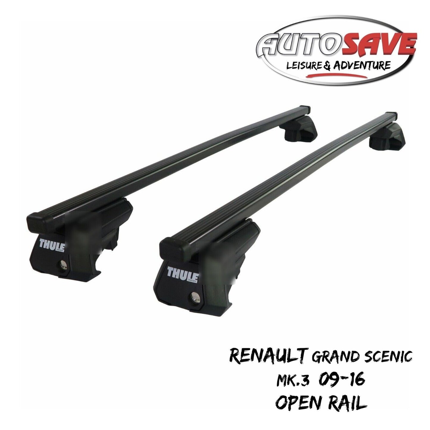 Thule Steel SquareBar Evo Roof Bars Renault Grand Scenic Mk.3 09-16 Open Rail