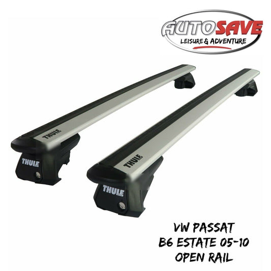 Thule Alu WingBar Evo Silver Roof Bars fit VW Passat B6 Estate 05-10 Open Rail