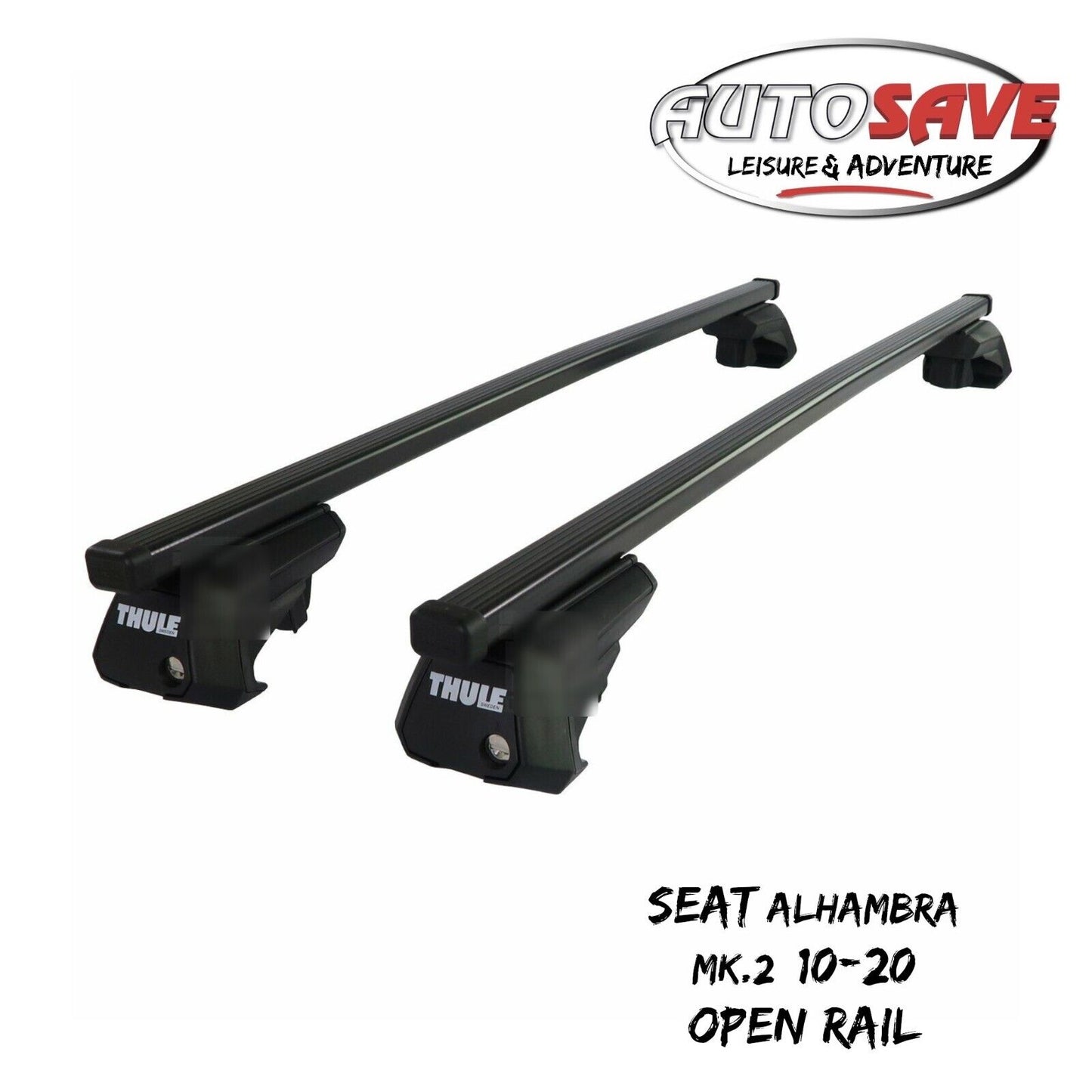 Thule Steel SquareBar Evo Roof Bars Set fit Seat Alhambra Mk.2 10-20 Open Rail