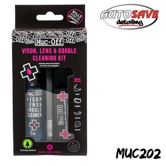 Muc Off Helmet Visor Goggle Cleaner 32ml Microfibre Cloth Bag Cleaning Kit Set