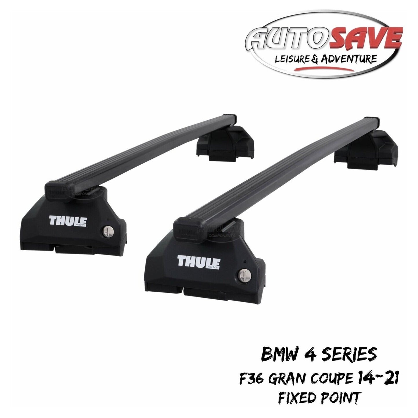 Thule Steel SquareBar Evo Roof Bars Set to fit BMW 4 Series Gran Coupe F36 14-21