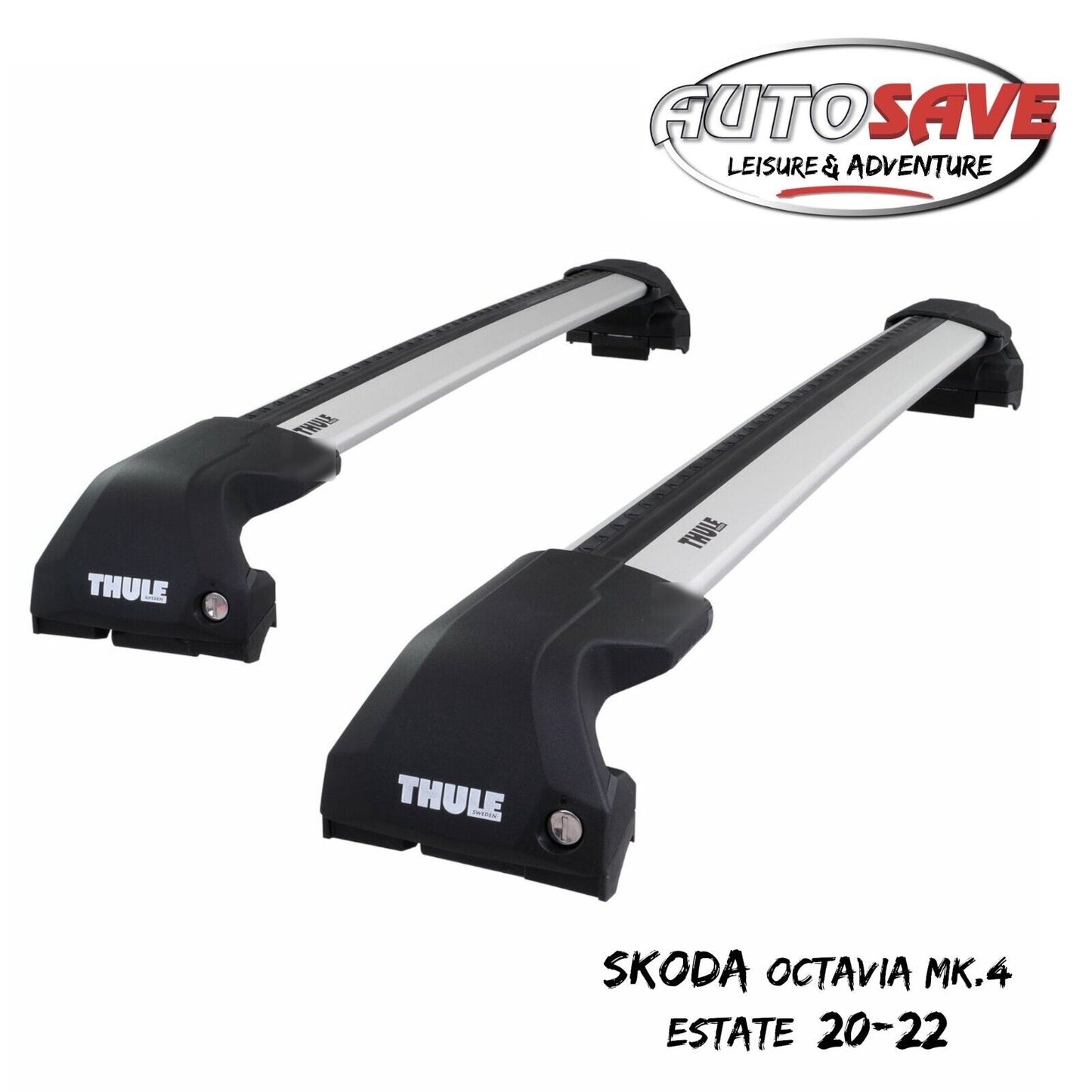 Thule WingBar Edge Silver Roof Bar Set for Skoda Octavia Estate Mk.4 20-22 Rails