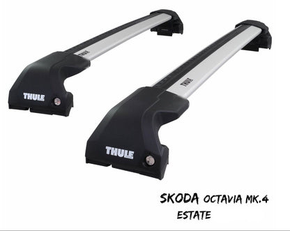 WingBar Edge (silver) Roof Bar Set for Skoda Octavia Estate Mk.4 2020-26 Flush Rails