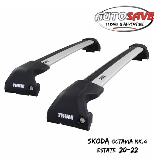 Thule WingBar Edge Silver Roof Bar Set for Skoda Octavia Estate Mk.4 20-22 Rails