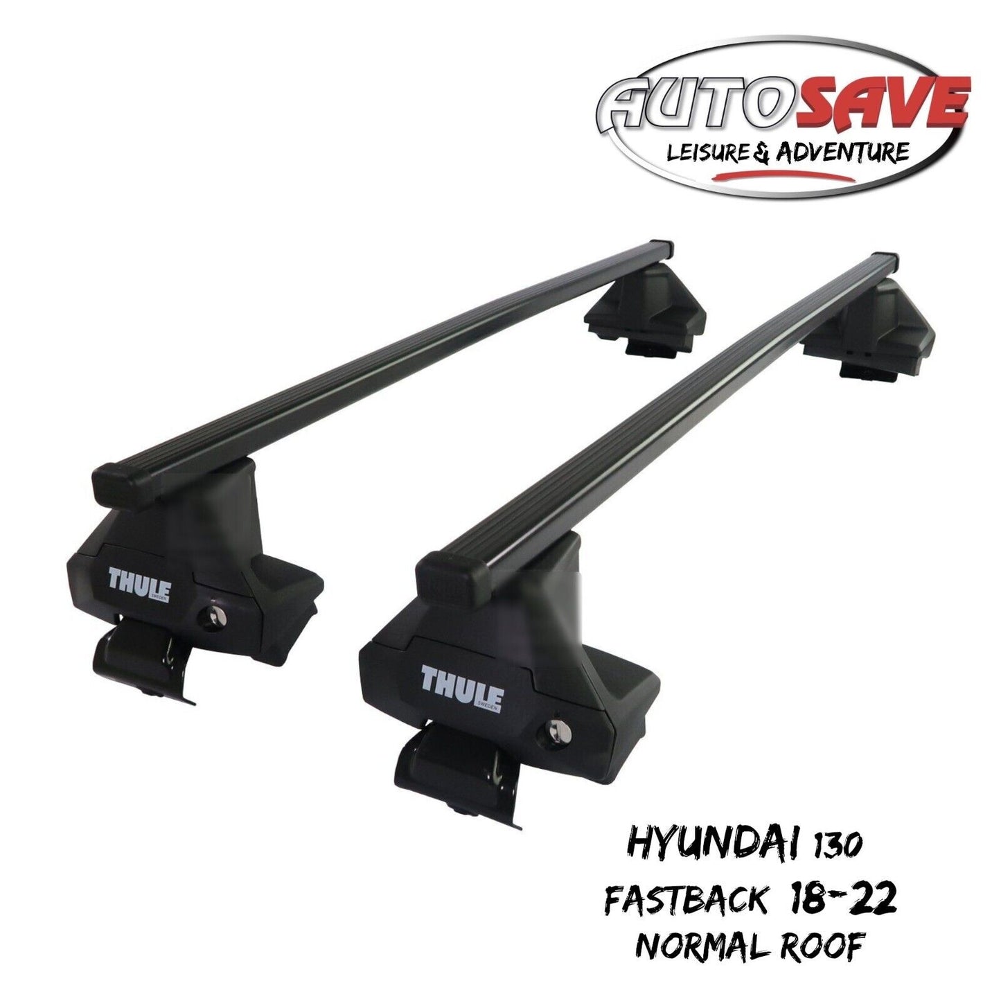 Thule Steel SquareBar Evo Roof Bars for Hyundai i30 Fastback 18-22 Normal Roof