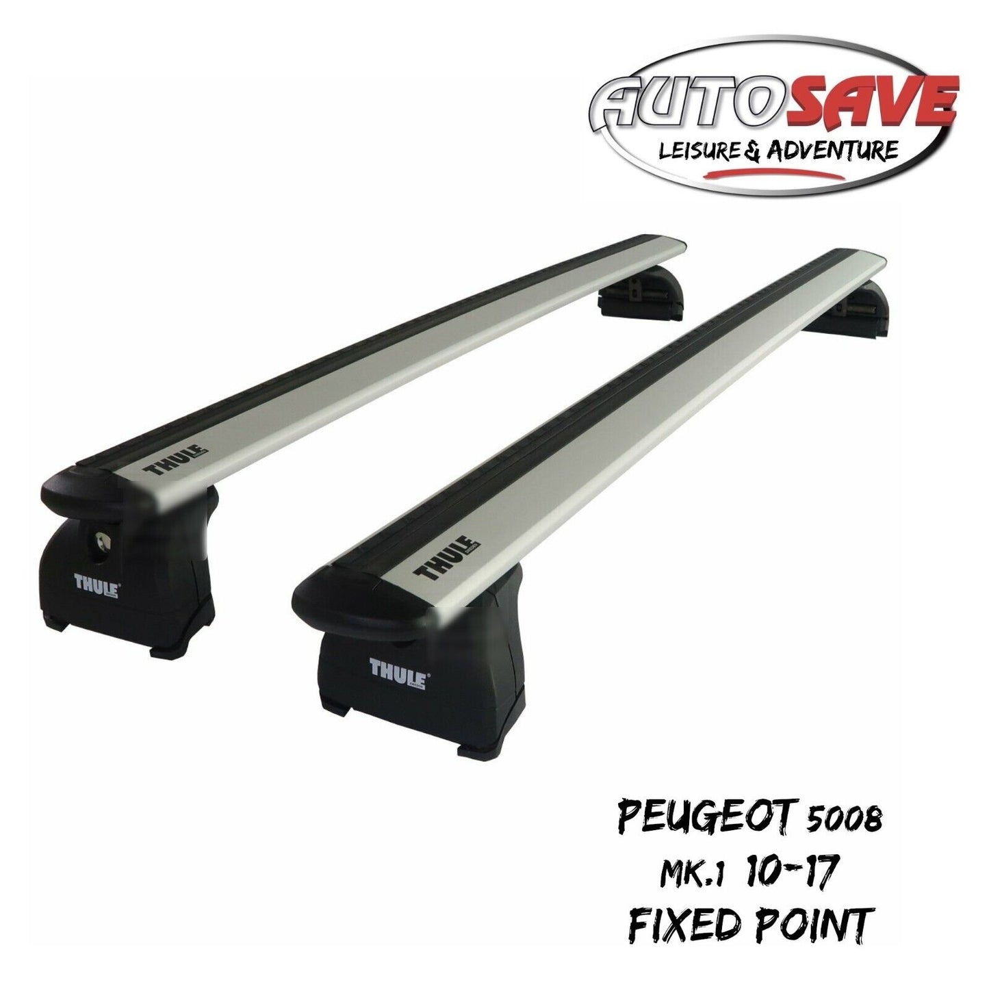 Thule Alu WingBar Evo Silver Roof Bars fit Peugeot 5008 Mk.1 10-17 Fixed Point