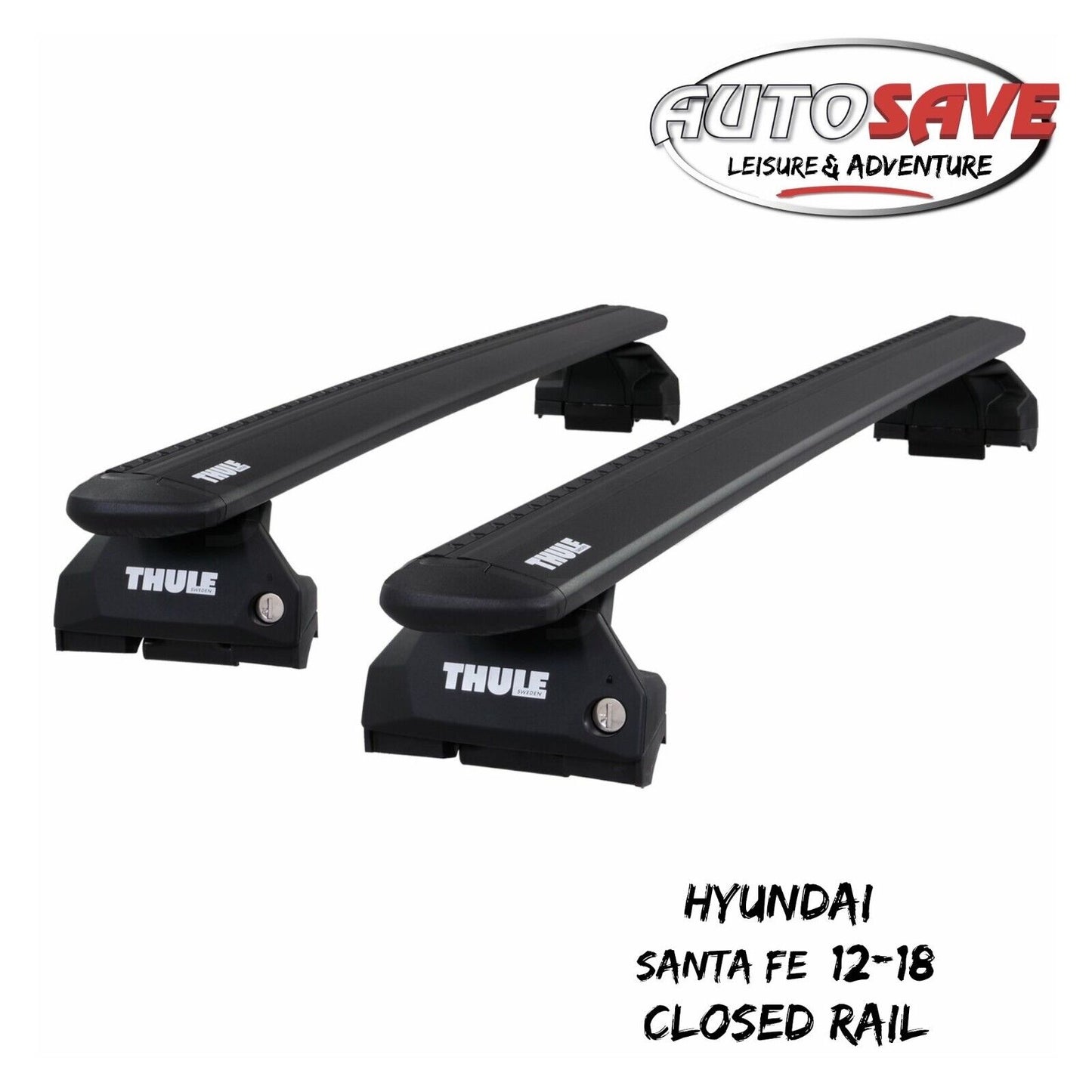 Thule WingBar Evo Black Roof Bars Set to fit Hyundai Santa Fe 12-18 Closed Rail