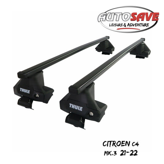 Thule Steel SquareBar Evo Roof Bars Set to fit Citroen C4 Mk.3 Hatchback 21-22