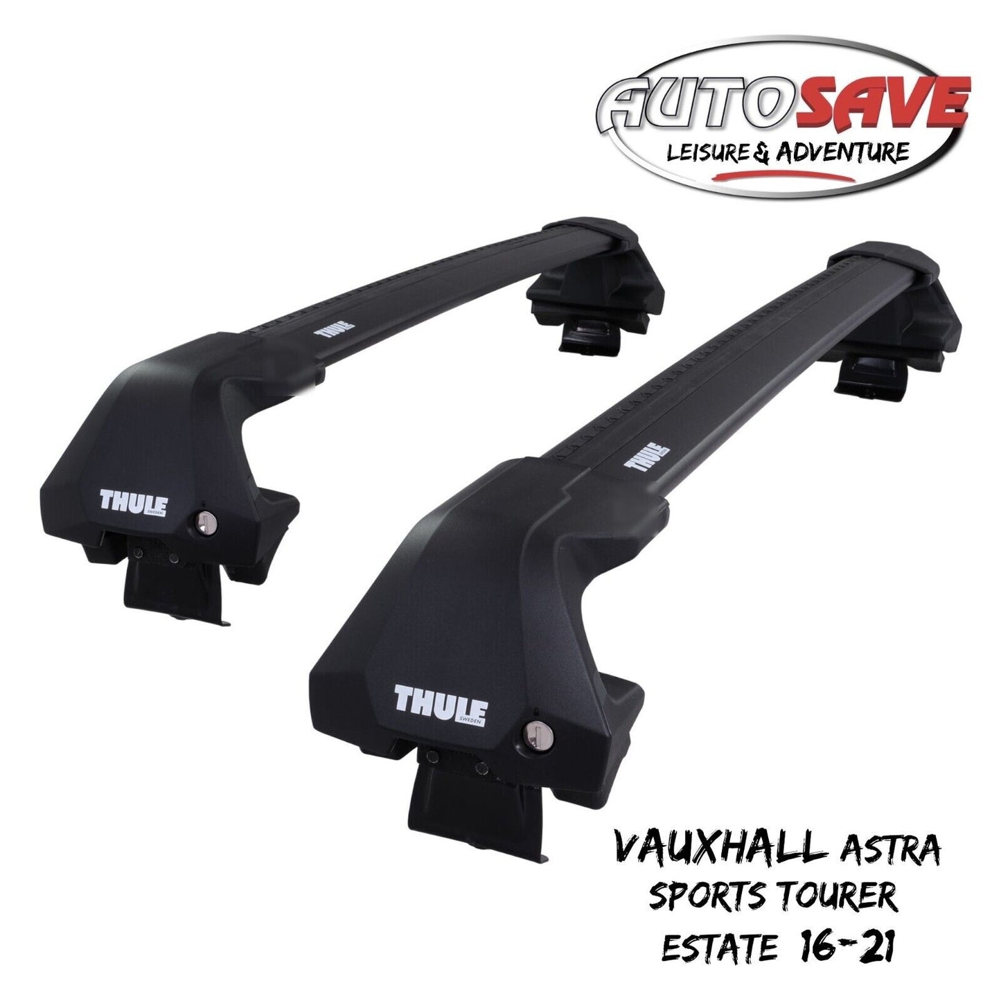 Thule WingBar Edge Black Roof Bars for Vauxhall Astra Sports Tourer Estate 16-21