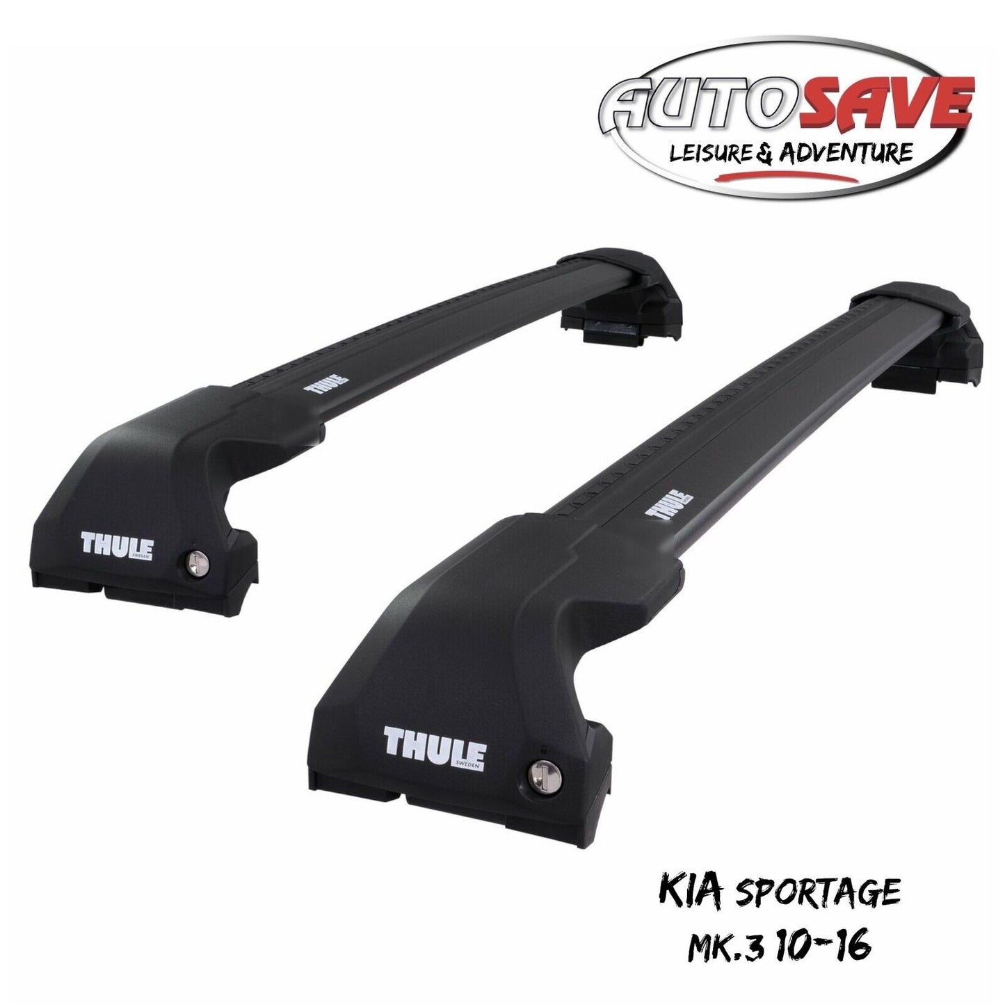 Thule WingBar Edge Black Aluminium Roof Bars for Kia Sportage Mk.3 10-16 Rails