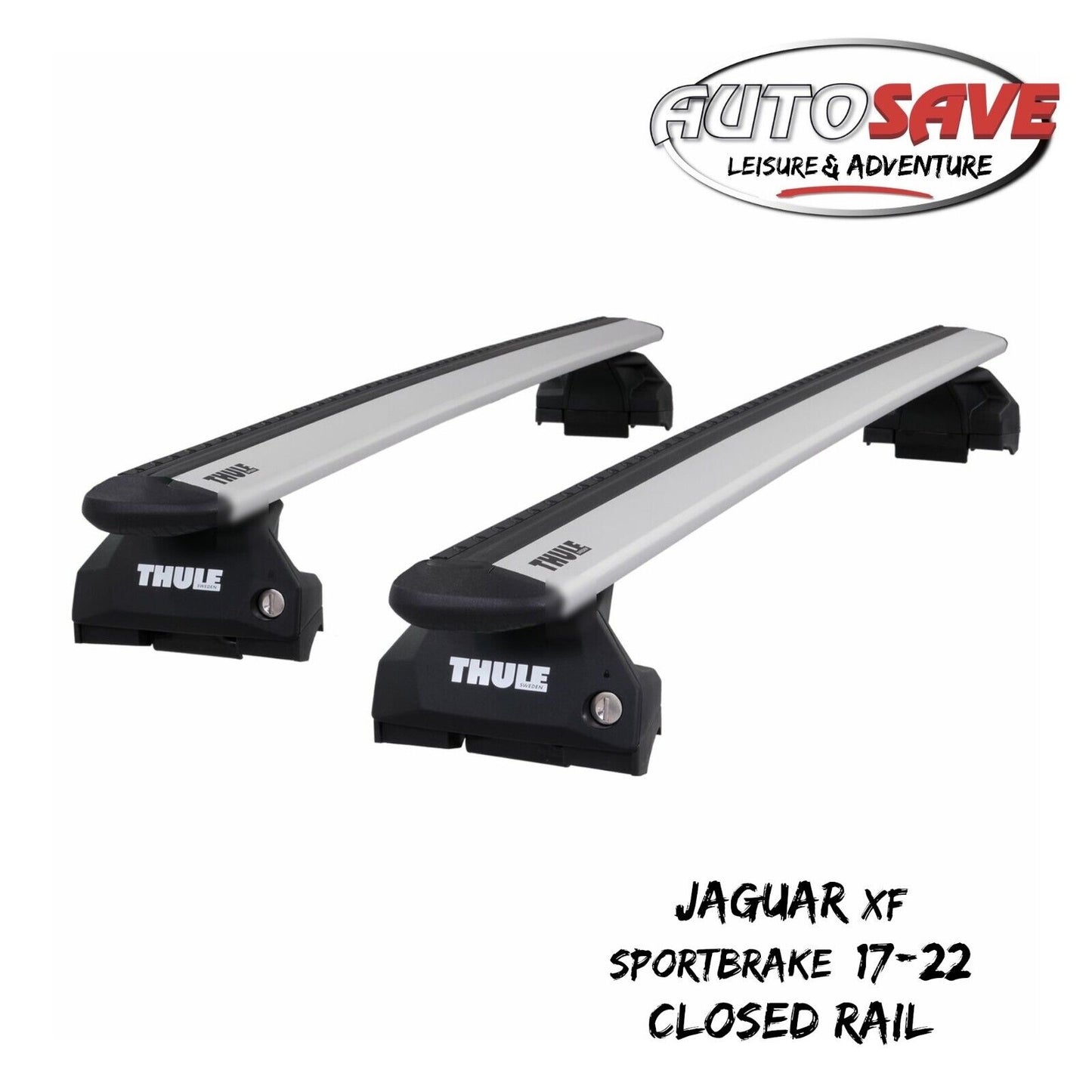 Thule Alu WingBar Evo Silver Roof Bar fit Jaguar XF Sportbrake 17-22 Closed Rail