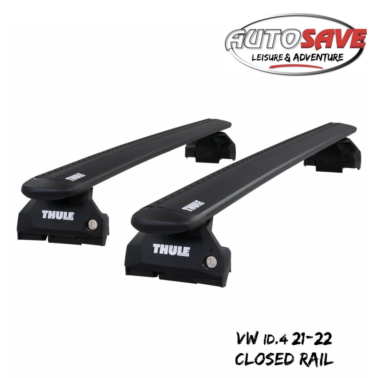 Thule Aluminium WingBar Evo Black Roof Bars Set to fit VW ID.4 21-22 Closed Rail