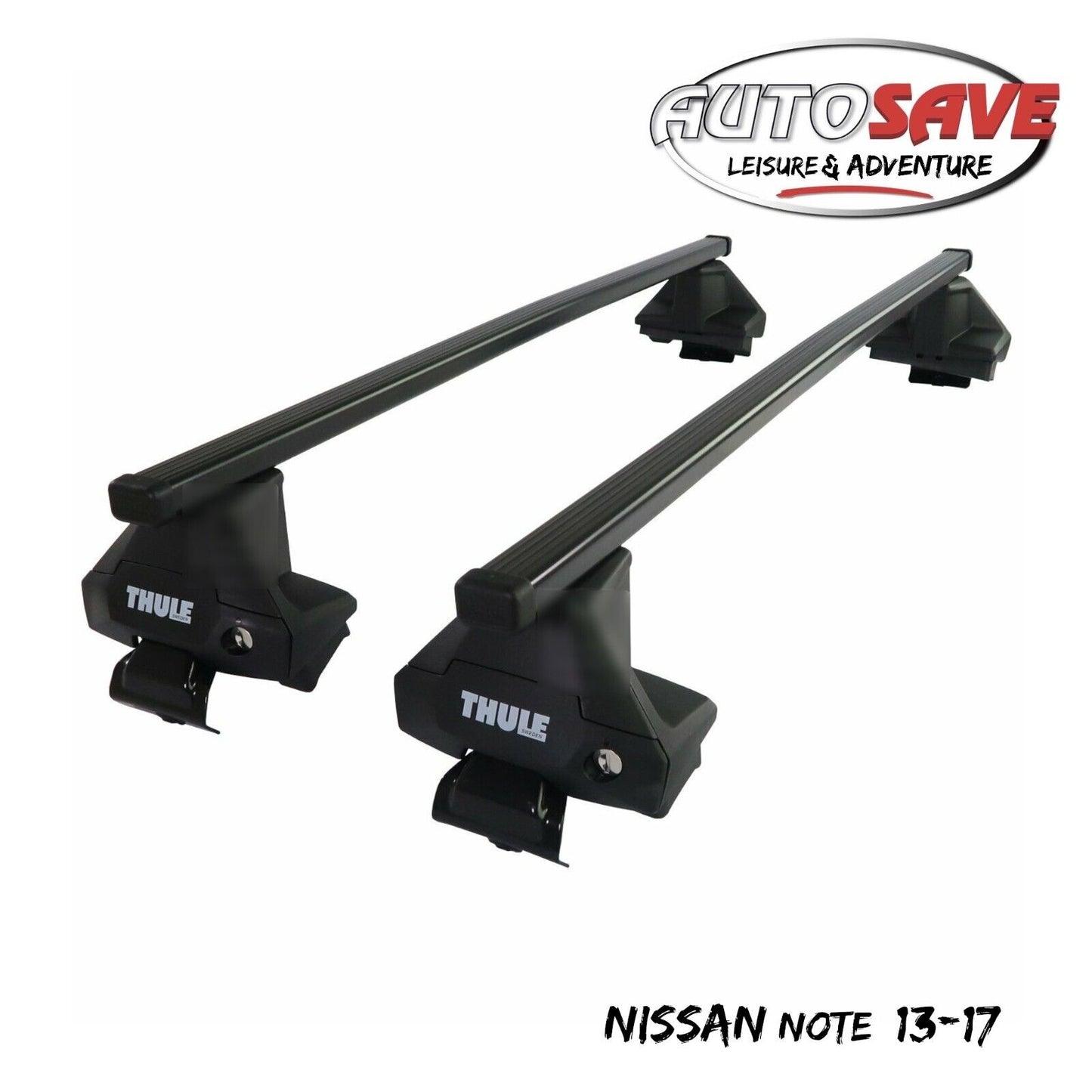 Thule Steel SquareBar Evo Roof Bars Set to fit Nissan Note 13-17 Lockable Pair