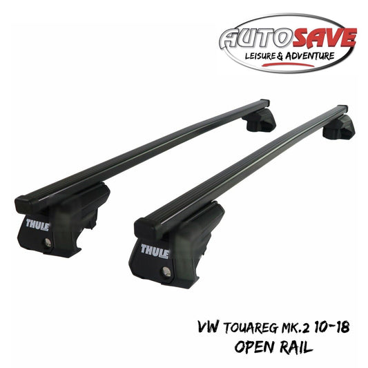 Thule Steel SquareBar Evo Roof Bars Set to fit VW Touareg Mk.2 10-18 Open Rail